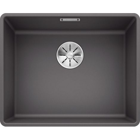 SUBLINE 500-F – Évier de Cuisine Affleurant en Granit pour Meubles Bas de 60 cm de Large – SILGRANIT – Gris – 523533 (1/3)