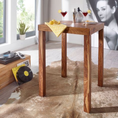 Table de bar carrée 80x80x110 cm en sheesham massif (1/4)