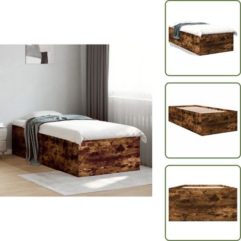 Bettgestell Räuchereiche 75x190 cm Holzwerkstoff - Holzbettfassungen - Bettkörper - Rauchereiche Möbel - Massivholzmöbel - Schlafräume Dekoration (1/5)