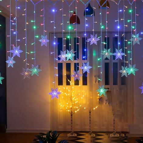 Guirlande Lumineuse Fenêtre - Guirlande À Flocons De Neige 4 M - Étanche IP65 - Blanc Chaud Multicolore Blanc - Décoration Fêtes Noël Halloween (1/5)