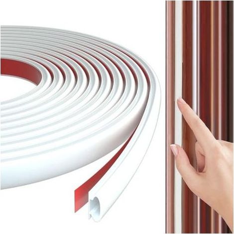 8m Blanc Type D Joint Porte Fenetre Isolation Thermique et Phonique,Bande D'étanchéité TPE Autocollante en Caoutchouc,Bande Calfeutrage PVC Porte Voiture,Convient aux Joint de Porte de 9 mm (1/3)
