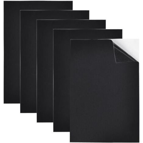 BUNTHAUS Lot de 5 panneaux de mousse autocollants, panneaux de mousse noirs, 300 x 200 x 3 mm, caoutchouc cellulaire, rembourrage en caoutchouc mousse autocollant, tapis en mousse antidérapant avec su