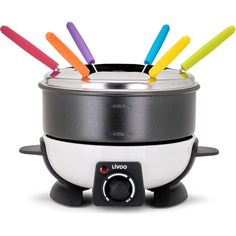 LIVOO Appareil à Fondue 6 Personnes 500W 1,6L Antiadhésif Thermostat Réglable