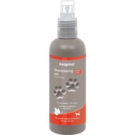 BEAPHAR Shampoo secco ultra morbido e profumato per gatti – con estratti naturali di bambù e acqua di rosa – rivitalizza e rinfresca il mantello – limita il sebo in eccesso – senza risciacquo – 200 ml (1/4)