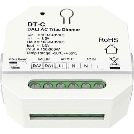 Relais DALI CA Skydance 1CHx8A DH-B (DT7) 150-360W 100-240 V CA, variateur DALI à triac DT-C (DT4) un canal 0,02 A max. 8 A (1/5)