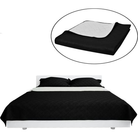 Couvre-lit à double face matelassé Noir/Blanc 170x210 cm CFW859881 (1/5)