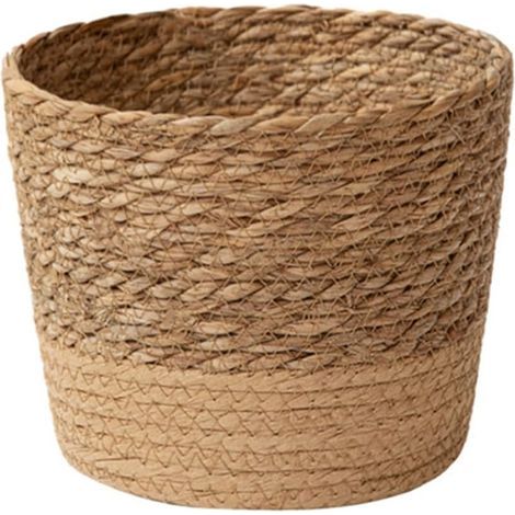 Pot de fleurs en osier tressé en paille - Panier de rangement - Panier de rangement tissé à la main - Installation facile - L (1/5)