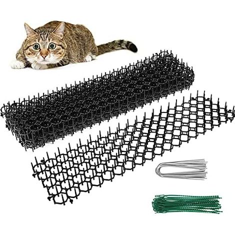 Lot de 6 Tapis Anti Chat avec Pointes, 4914 cm Pic Repousse Répulsif Puissant Exterieur Chien Epine, Dissuasif pour Barriere Noir - (1/5)