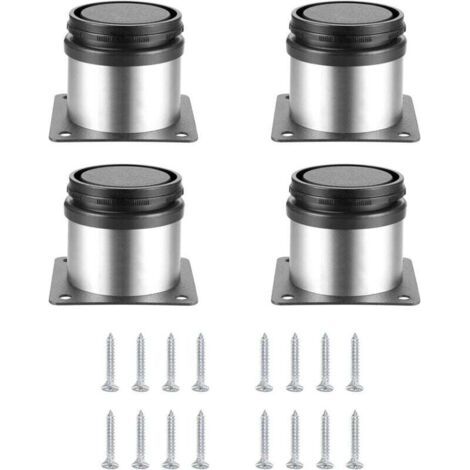 4 Pièces Pieds de Meubles Réglables, Pied de Table Reglable Hauteur Métal, Pieds Meuble Cuisine, Pieds de Meubles Armoires éTagèRes Table Acier Inoxydable, avec Vis - 50x50 mm