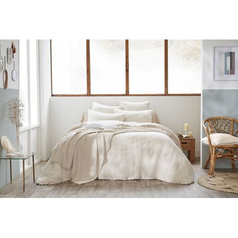 Housse de couette réversible 200 x 200 cm – Gaze de coton tissée teintée – VICKIE Pampa