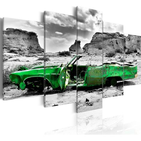 Tableau "Voiture Verte Rétro dans le Désert du Colorado" 50 x 100 cm (1/2)