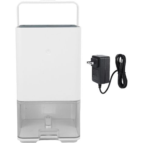 Déshumidificateur d'intérieur portable et silencieux, capacité de 1,2 litre (40,6 oz), éclairage LED 7 couleurs, capacité de 37 m² (400 pi²), alimentation 100-240 V CA, prise américaine. (1/5)