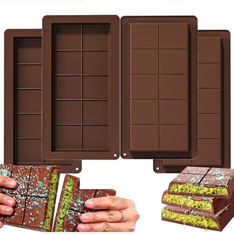 Set of 4 Chocolate Tablet Molds, Silicone Chocolate Molds, Dubai Chocolate Molds, BPA-Free, Extra Deep Chocolate Molds for Praline Chocolates