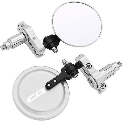 Runde, klappbare Motorradspiegel (7,6 cm / 3 Zoll) für Honda CB125R, CB650R, CB190R, CB250R, CB300R, CB400, CB500X und CB1000R – Lenkerenden – Silber (1/5)