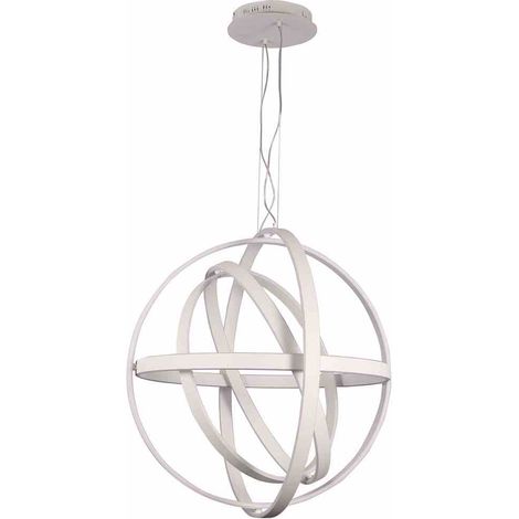 Milagro Copernicus ML6154 5-Ring LED Chandelier Pendant Light, White, 180W Integrated LED, 4000lm, 3000K Warm White, 60x60cm, Adjustable Drop 150cm, Modern Ceiling Lamp for Living Room (1/2)