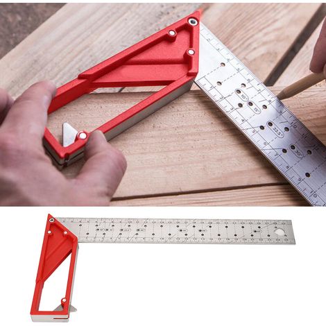 Règle d'angle équerre inox 30 cm 45°/90° pour menuiserie multi-usage (1/5)
