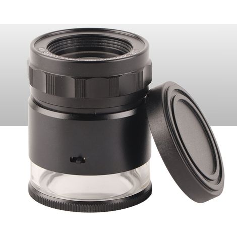 Loupe rechargeable 10x avec 6 LED et un champ de vision de 28 mm, idéale pour les amateurs travaillant avec des bijoux, des pierres précieuses et des pièces de monnaie. (1/5)