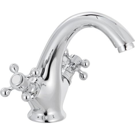 Grifos VHV,Grifos de baño vintage,Adecuados para lavabos de baño de estilo vintage,grifos mezcladores de doble manija con manija en cruz,Negro (1/5)