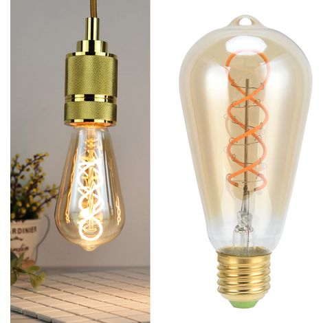 ST64 E27 4W Vintage Doppelspiral-Glühbirne, dimmbar, 220V, warmweiß (Gold) (1/5)