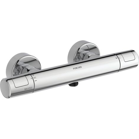 Porcher – Mitigeur thermostatique douche Olyos C3 – Installation murale – Raccords encastrés – Tête de robinet avec filetage plomberie