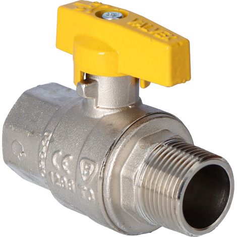 Robinet à bille de gaz nickelé avec papillon en aluminium (MAI) (version N-W) O (1/5)