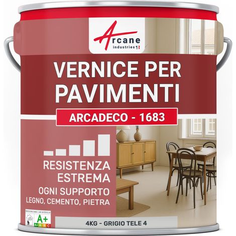 Pittura per pavimenti interni poliuretanica, multi-supporto ARCADECO - 1683 - 4 kg Grigio tele 4 - RAL 7047 - ARCANE INDUSTRIES