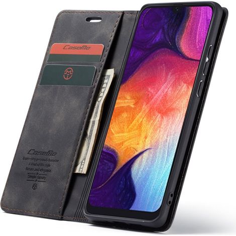 Étui Caseme pour Samsung Galaxy A50/A50S/A30S, étui portefeuille en cuir, noir (1/5)