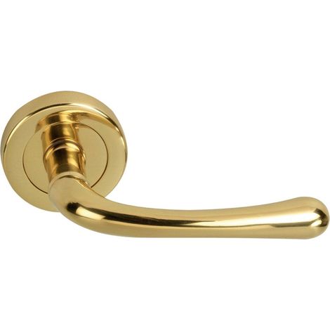 Manilla puerta interior zamak dorado brillo roseta redonda 52mm (1/5)