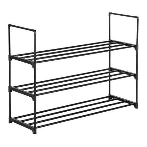 3-Tier Shoe Rack Storage Organizer for Bedroom, Entryway, Hallway, and Closet - Stylish Black Shoe Tower Shelf