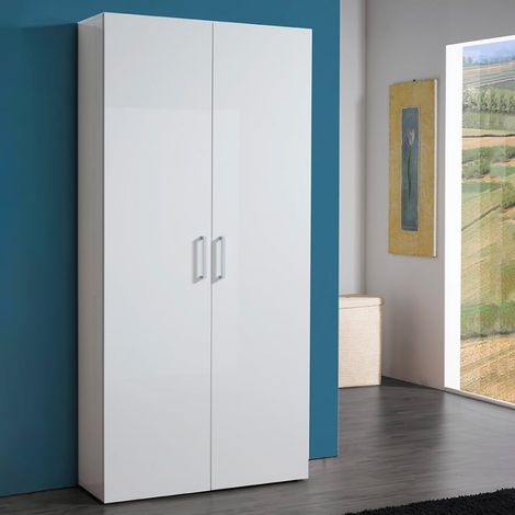 Schuhschrank - Weiß Hochglanz 91x33x190h cm (1/5)