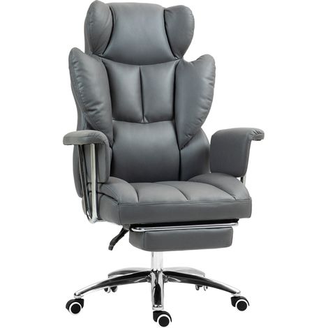 Silla de oficina ergonómica reclinable con reposapiés ajustable gris oscuro MODENUIT (1/5)