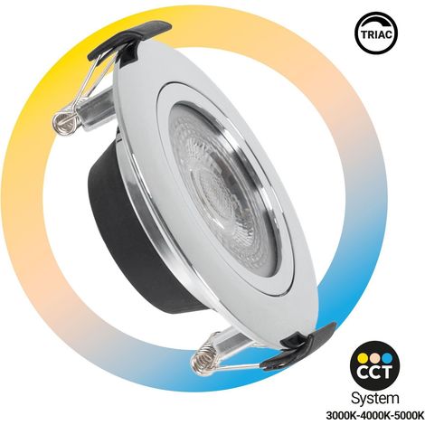 Spot LED intérieur - 7W - CCT - DIMMABLE TRIAC - 630lm - Coupe Ø - Chromé