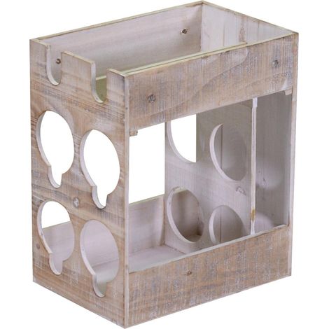 Portabottiglie 6 Posti 30x20xh34 cm in Legno Naturale (1/2)