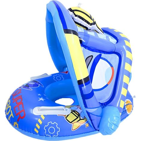 Bouée gonflable pour bébé avec pare-soleil amovible, bateau-radeau anti-basculement pour bébés de 6 à 36 mois (1/5)