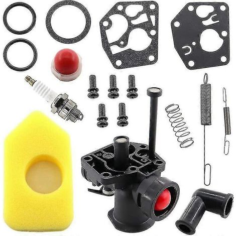 Briggs & Stratton Rasenmäher-Vergaser-Reparatursatz 499809 498809a 494406 & Luftfilter 698369 Reglerfeder 691859 692211 Membran 795083 495770