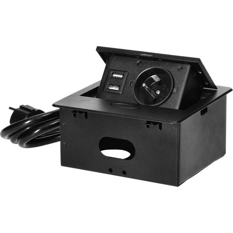 Orno Prise électrique encastrée noire avec chargeur USB (1/2)