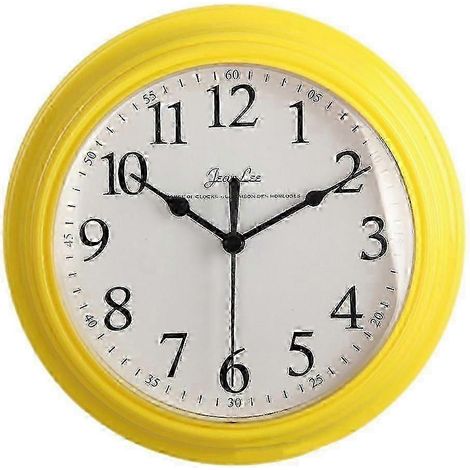 Horloge numérique silencieuse, horloge murale de cuisine, horloge murale de chambre, horloge jaune - L (1/3)