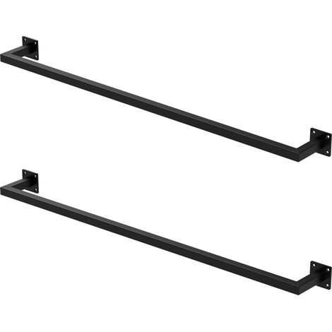 ML-Design 2x Percheros de Pared 110x12 cm de Acero Inoxidable Negro para Vestidor/Armario Barra de Almacenamiento hasta 50kg Perchero para Ropa, Toallas, Utensilios de Cocina con Material de Fijación (1/5)