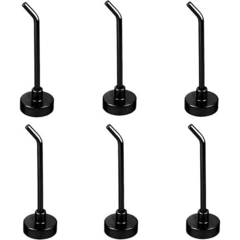6pcs Heavy Duty Magnetic Hooks, 0.5kg 7cm Long Powerful Magnets for Wall Refrigerator Garage Kitchen (Black) - (1/5)