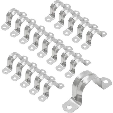 Collier de serrage en U en acier inoxydable, collier semi-circulaire pour tuyau d'air et d'eau, fixation pour tuyau d'eau - 25 mm (1/5)