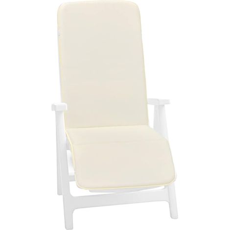 Coussin de Chaise Jardin Housse de Fauteuil Lit de Plage Pliant Doux Écru