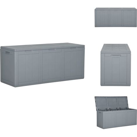 Boîte de rangement de jardin 270 L Gris PP Rotin - Coffre De Rangement - Rangement Jardin - Boîte De Rangement Extérieure - Meuble De Jardin - Résiste Aux Intempéries (1/5)