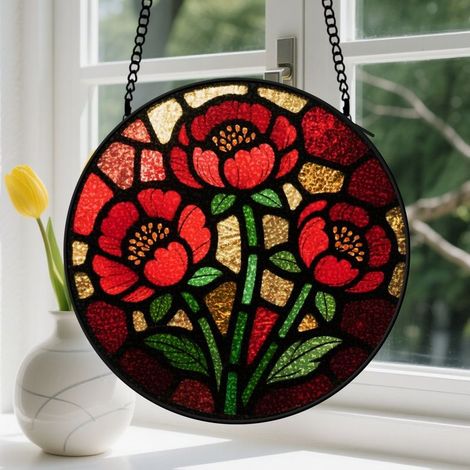 15cm Suspension en vitrail, attrape-soleil élégant unique coloré, décoration intérieure fenêtre, cadeau Noël, Anniversaire pour femme, homme (1/5)