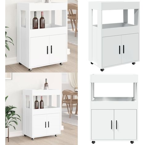 Barwagen Weiß 60x39,5x89 cm Holzwerkstoff - Sideboard - Barwagen - Servierwagen - Küchenkasten - Möbel Aus Holzwerkstoff - Home & Living (1/5)