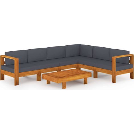 Maison Exclusive - Set Divani Giardino 7 Posti Cuscini Grigi Scuro Massello Acacia (1/5)