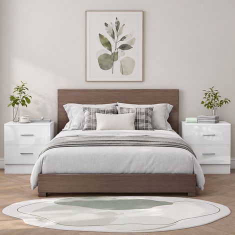 Reflect 2 Drawer Bedside Bundle (2x) - White Gloss & Matt White - Modern Bedside