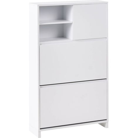 Zapatero de 3 compartimentos de aglomerado estilo escandinavo blanco Cobar (1/5)