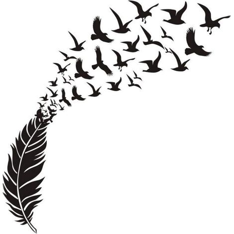 Decal Mural Auto-Adhesif Plume Oiseau Décoration Murale Pour Chambre Cuisine Couloir Salon 58 x 100 cm (1/5)