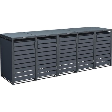 Westmann Métal Box pour poubelles 5er Kubus 5x 240 L Anthracite 332x80x116 cm (1/5)