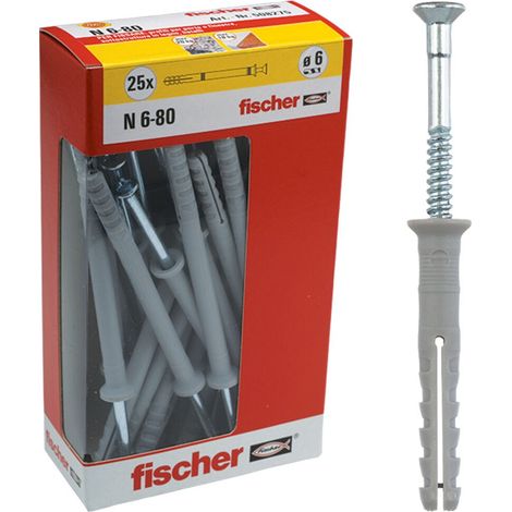 Tasselli + chiodi in scatola Fischer n 6 - 60 y a percussione Ø 6 mm 25 pz max 20 kg (1/5)